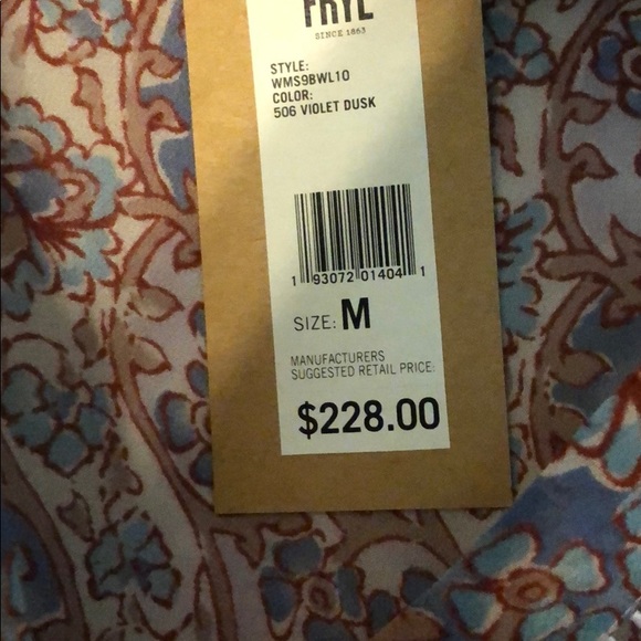 NWT Frye Violet printed blouse,Size M - Picture 6 of 7